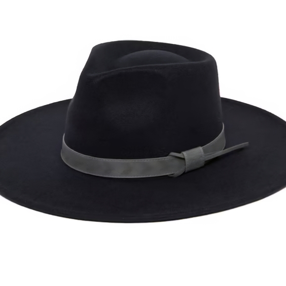 Black Felt Fedora Hat - Picture 16 of 16